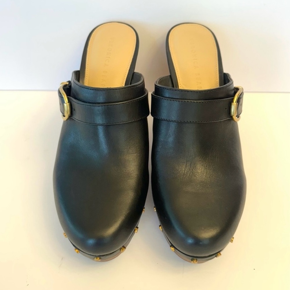 Veronica Beard Hendrix Black Leather
Studded Wooden Clogs - Picture 3 of 7
